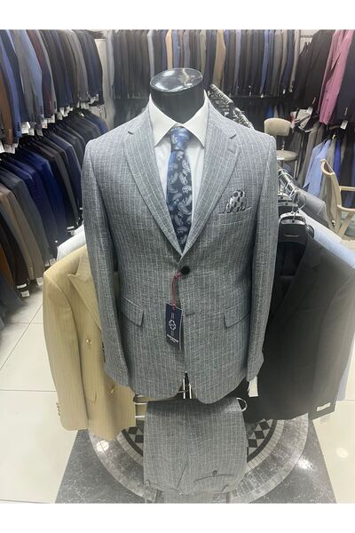 MASSARO Linen Men's Suit (100% Thin Light Linen) with Drawstring Pants