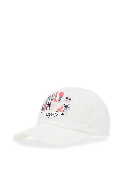 U.S. Polo Assn. Girl's Cream Colored Slogan Printed Printed Hat 50312276-Vr071