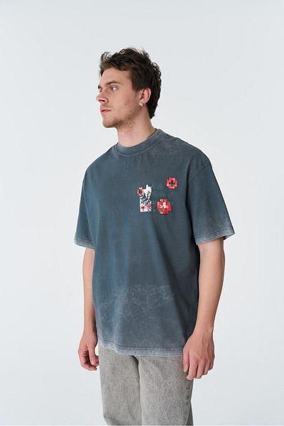 CANMODA Oversize Puzzle T-Shirt - Γκρι