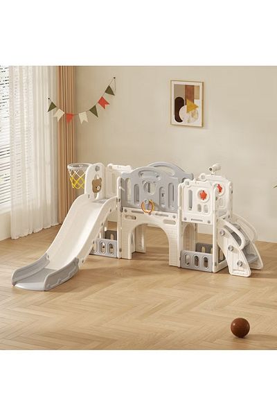 FULLJOY Slide with walkway with ladder with basketball and telescope 5*1