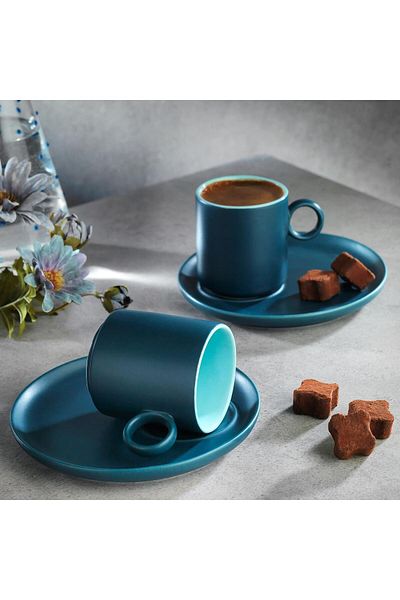 Altabi Aurora 2-Person Coffee Cup Set Porcelain Double Color Style Seekers