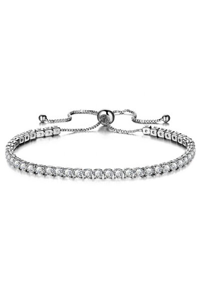 Tessero - Brățară tenis de damă placată cu argint, reglabilă, 15+4 cm, pietre de zirconiu, argint