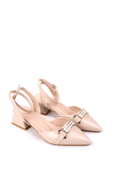 Papuçsepeti Shoe Basket 865 Women's Patent Leather Classic Heeled Shoes