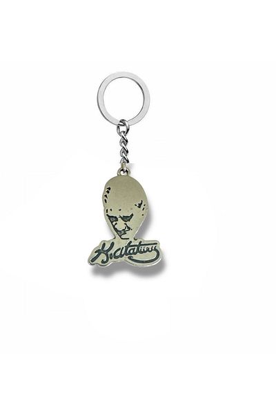 Herşey Nota Kemal Atatürk Written Bust Figured Metal Keychain – Silver Color Unisex Accessory