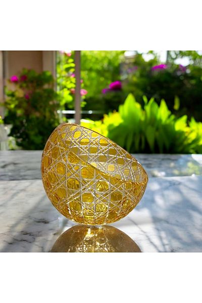 AYZ HOME Cut Crystal Glass Footed Half Moon Presentation Bowl Large Size