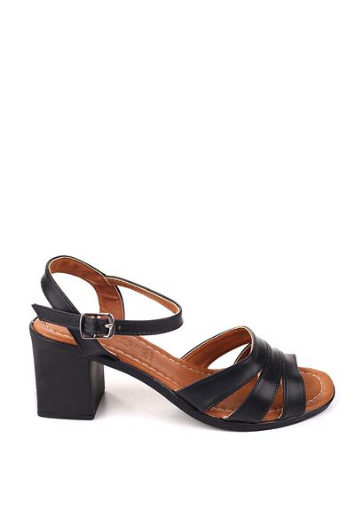 Papuçsepeti Shoe Basket 1721 Women's 7 cm Square Heeled Comfortable Summer Shoes