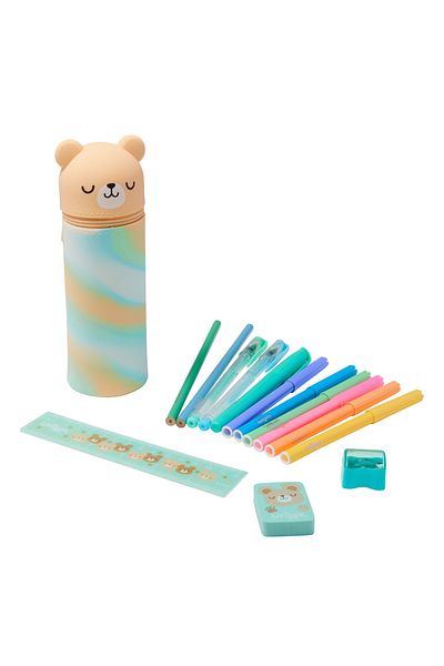 SMIGGLE Silicone Stationery Pencil Case with Scented Teddy Bear