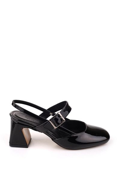 Papuçsepeti Shoe Basket 3004 Women's 6 cm Heeled Patent Leather Shoes