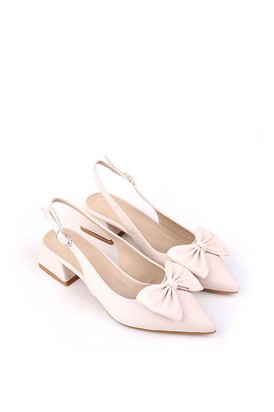 Papuçsepeti Shoe Basket Mr150 Women's Bow 4.5 cm Heeled Shoes