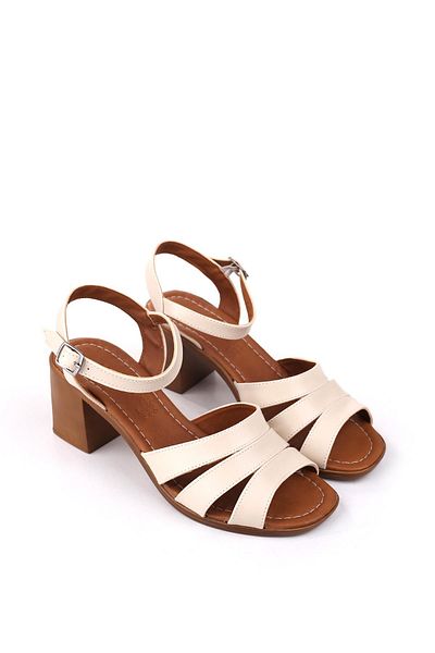Papuçsepeti Shoe Basket 1721 Women's 7 cm Square Heeled Comfortable Summer Shoes