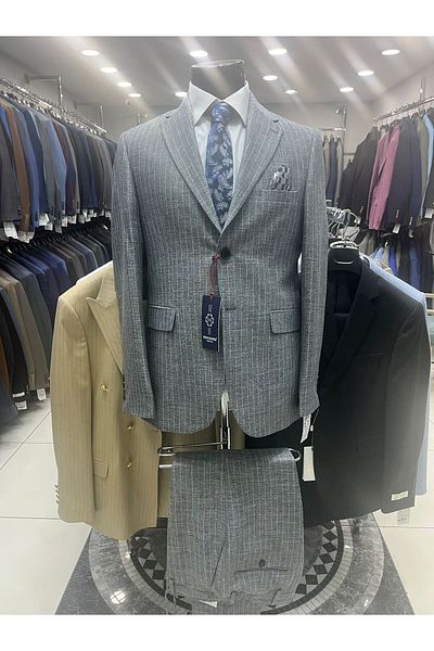 MASSARO Linen Men's Suit (100% Thin Light Linen) with Drawstring Pants