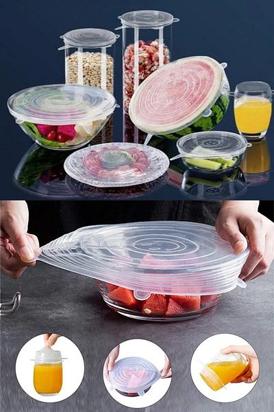 afifehome 6' Silicone Storage Cover Strech Cover Freshness Preserving Storage Cover