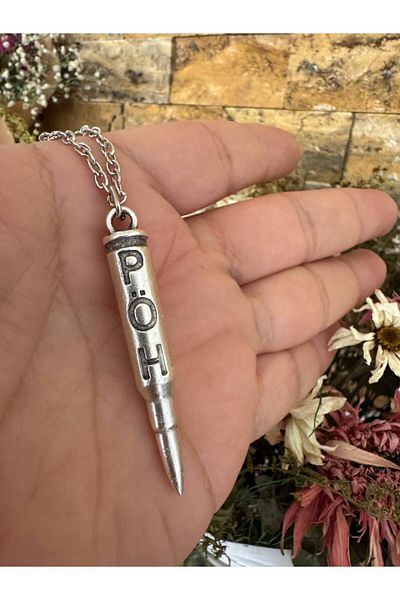 Herşey Nota Pöh Written Bullet Figured Necklace – Silver Color Unisex Metal Jewelry