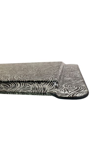 Generic Luxury silver and grey wave glass serving plate, made in Turkey (32.5 cm * 53 cm * 6 mm) - for the elegance of your tables