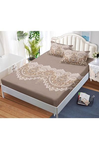 OEM Bed cover with elastic and 2 pillowcases, finet fabric, 2-person bed, 180x200cm