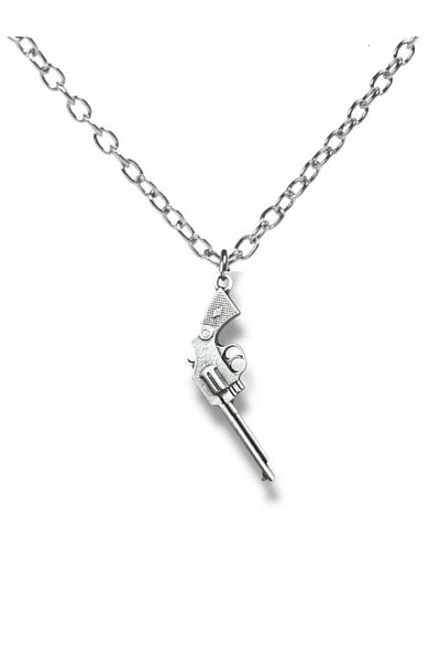 Herşey Nota Pistol Figured Necklace – Silver Color Unisex Metal Jewelry