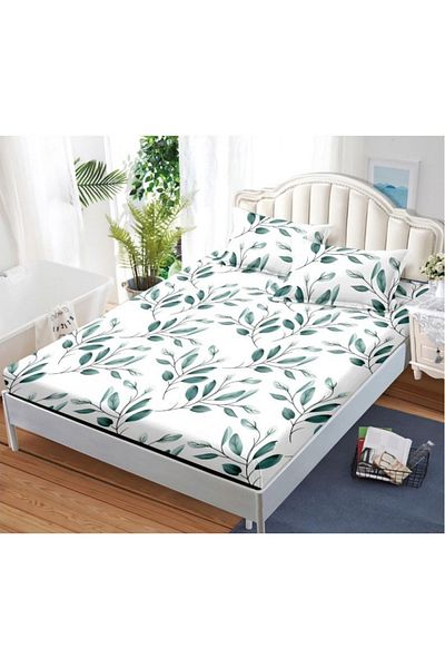 OEM Bed cover with elastic and 2 pillowcases, finet fabric, 2-person bed, 180x200cm