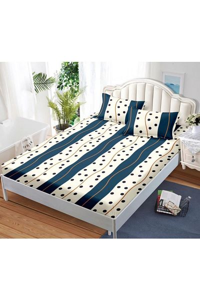 OEM Bed cover with elastic and 2 pillowcases, finet fabric, 2-person bed, 180x200cm