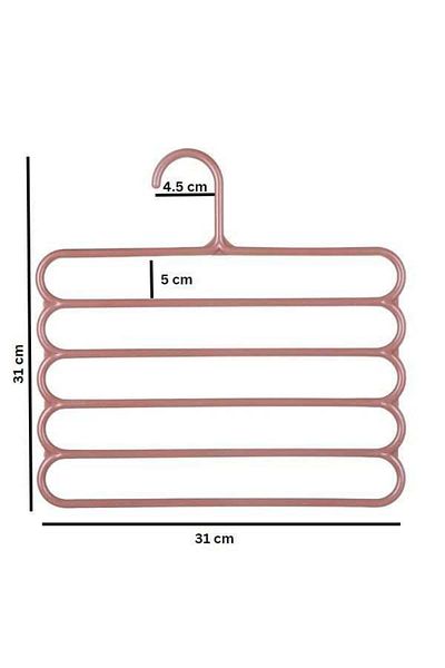 Evelise Set of 10 Plastic Hangers, 5 Positions, For Trousers, Skirts or Ties, 31 x 31 cm, Brown