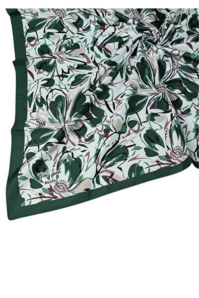 mim eşarp Vav Silk Γυναικείο Μικρο Τυλιγμένο Φουλάρι με λουλουδάτο σχέδιο