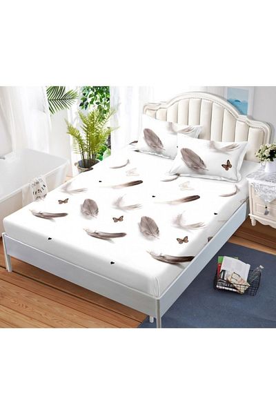 OEM Bed cover with elastic and 2 pillowcases, finet fabric, 2-person bed, 180x200cm