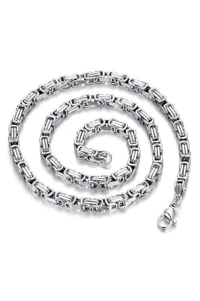 Tessero - Colier, model bizantin, placat cu aur de 18K, 6mm, 55 cm, oțel inoxidabil, argint