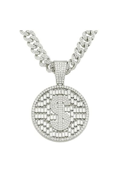 Tessero Lant Cuban Chain Iced Out, placat cu aur 18K, pietre zirconiu, 50 cm, unisex, argintiu