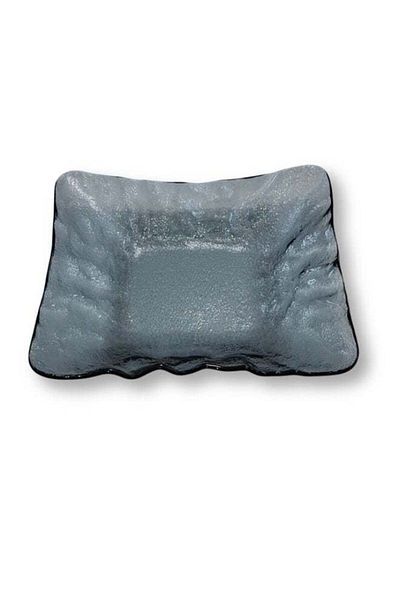 Generic Luxury Grey Turkish Crystal Glass 3D Serving Platter (Size: 32cm x 52.5cm x 6mm)