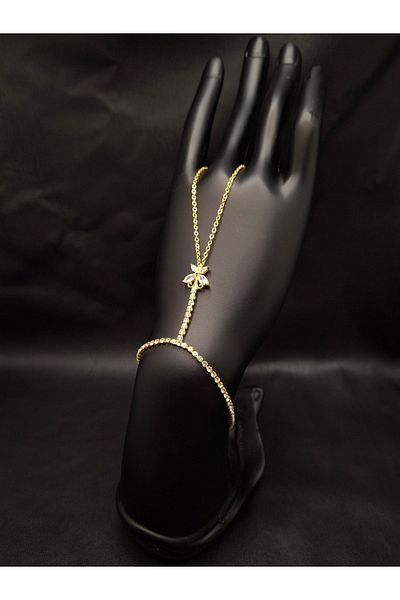 Han Ticarethane Gold Color Stone Waterway Model Steel Shahmeran with Butterfly Detail
