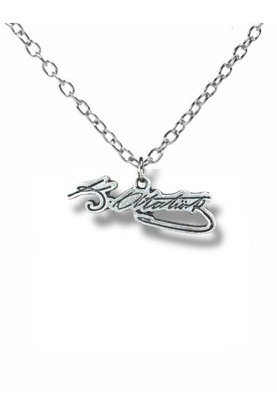 Herşey Nota Ataturk Signature Figured Necklace – Silver Color Unisex Metal Jewelry