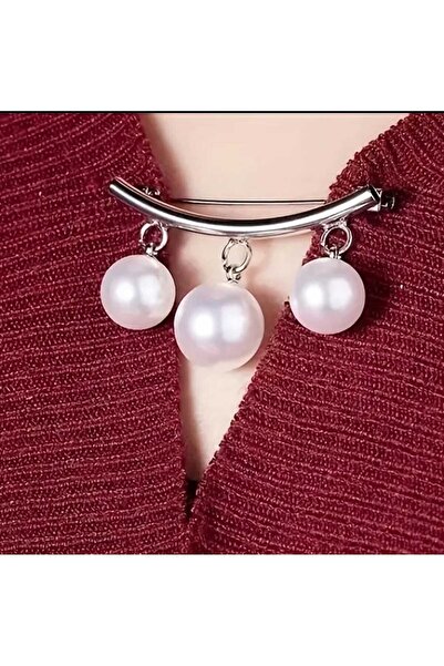 Beyna incili iğneli Broş, 4 Cm