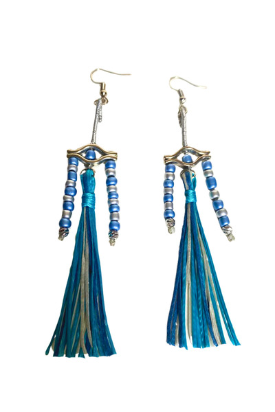 She Sells Handmade Eye and Tassel Detailed Earrings – Silver Color Modern Design