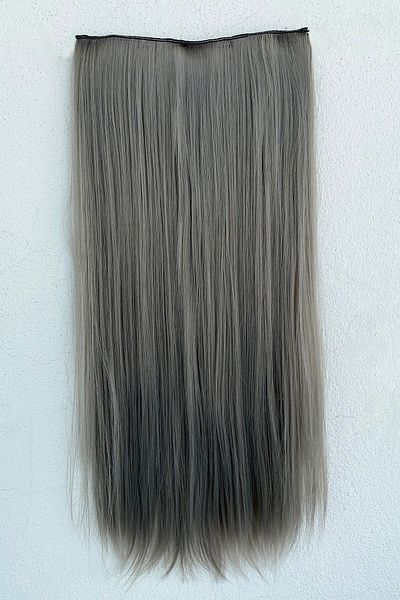 Zeysum Gray Color Half Moon Hair Wavy Snap Hairpiece 70 cm 140Gr Heat Resistant