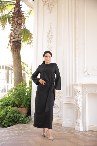 Marselline Black Side Tie Linen Suit