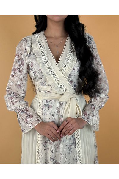 toog Floral print dress with lace trim
