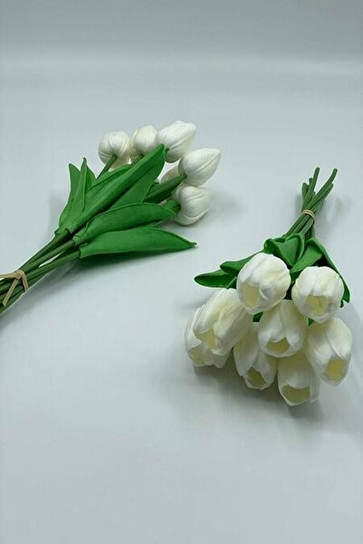 Massaltay Buchet de lalele albe cu efect umed (8 bucăți) – Ideal pentru vază, decorațiuni de nuntă și de masă