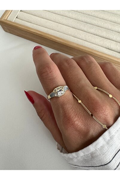 ringbox Quadrilateral Gray Enamel Ring