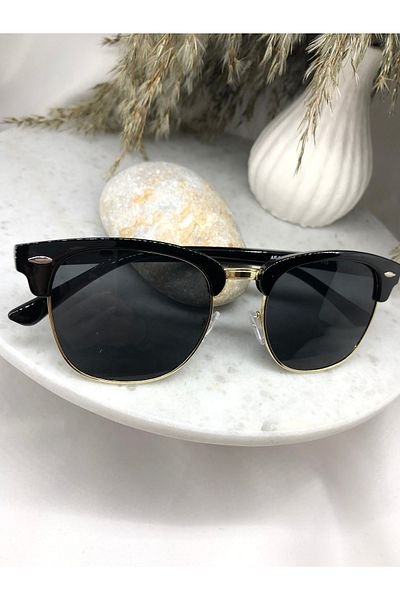 Mazzy Square Black Gold Detail Sunglasses