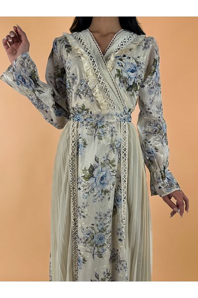 toog Floral print dress with lace trim