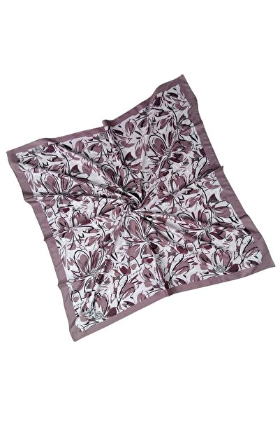 mim eşarp Vav Silk Γυναικείο Μικρο Τυλιγμένο Φουλάρι με λουλουδάτο σχέδιο