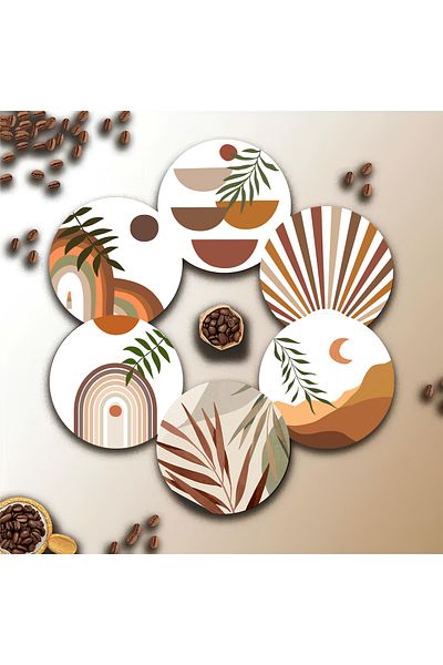 kutuTR Bohemian Touch – Mdf Coaster Set (Piece of 6) Brd-014