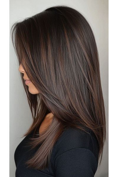 Zeysum Brown Balyage Half Moon Hair Snap Fastener Straight Hairpiece Fake Hair 60 cm 110Gr Heat Resistant