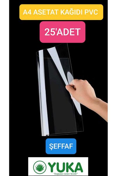 Yuka Χαρτί Acetate Pvc A4 25 τεμάχια 100 Micron Copier Acetate Διαφανές 21x29,7 Προβολέας Overhead