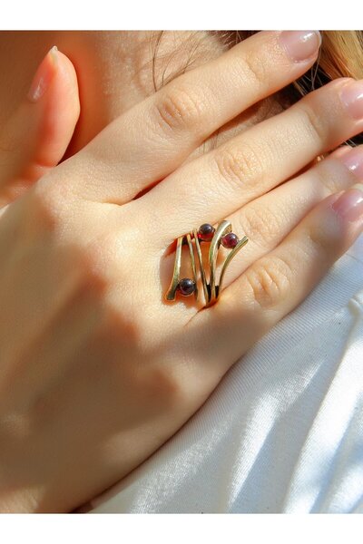 esha خاتم نسائي قابل للتعديل من الحجر الطبيعي 3 قطع من العقيق الطبيعي euy66g