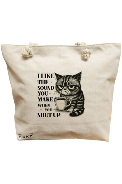 BEKZ Плажна чанта, модел Харесва ми звукът, който издаваш, когато млъкнеш, 40...