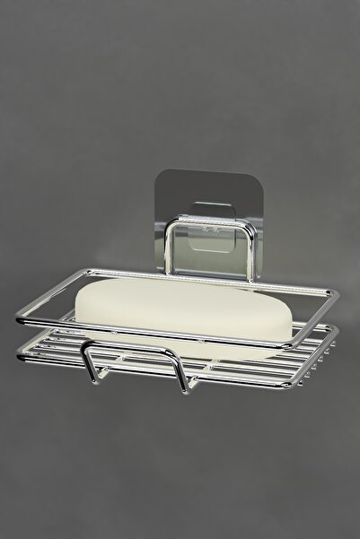 Hill Homes موزع صابون لاصق للحمام والمطبخ، موزع صابون صلب معدني من الكروم والفضة