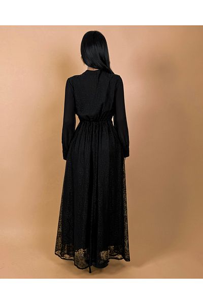toog Black lace dress with long transparent sleeves