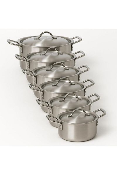 mastergold Aluminum Saucepan Set 12 Pcs (19–30 cm) | Pure Aluminum Pots with Steel Handles – All Stove Types