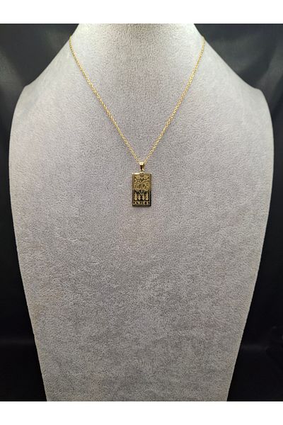 Han Ticarethane Gold Color Tarot Card Model Aries Zodiac Steel Necklace