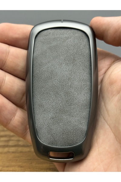 Luxe Aksesuarr Chery Tiggo 8 plus 4 butoane de protecție cheie controler carcasă metalică piele gri